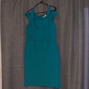 Teal Calvin Klein dress.